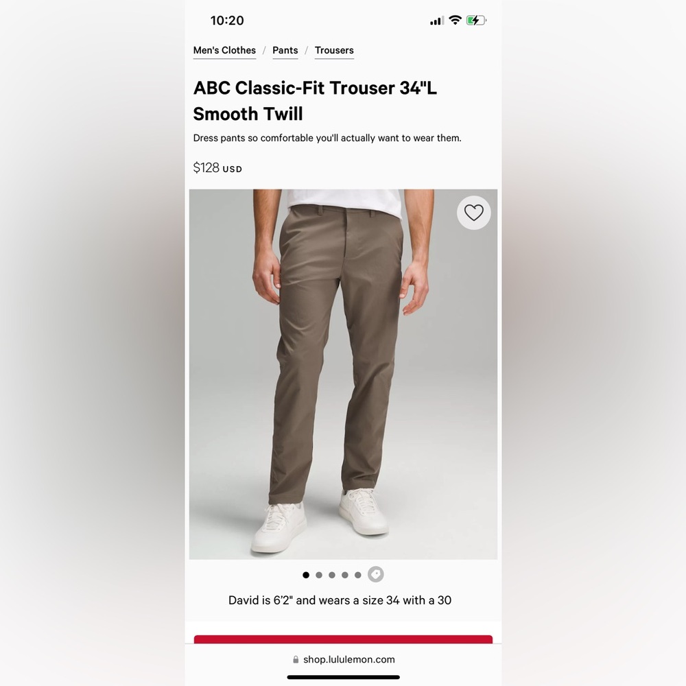 Lululemon ABC Chinos - Dark Gray